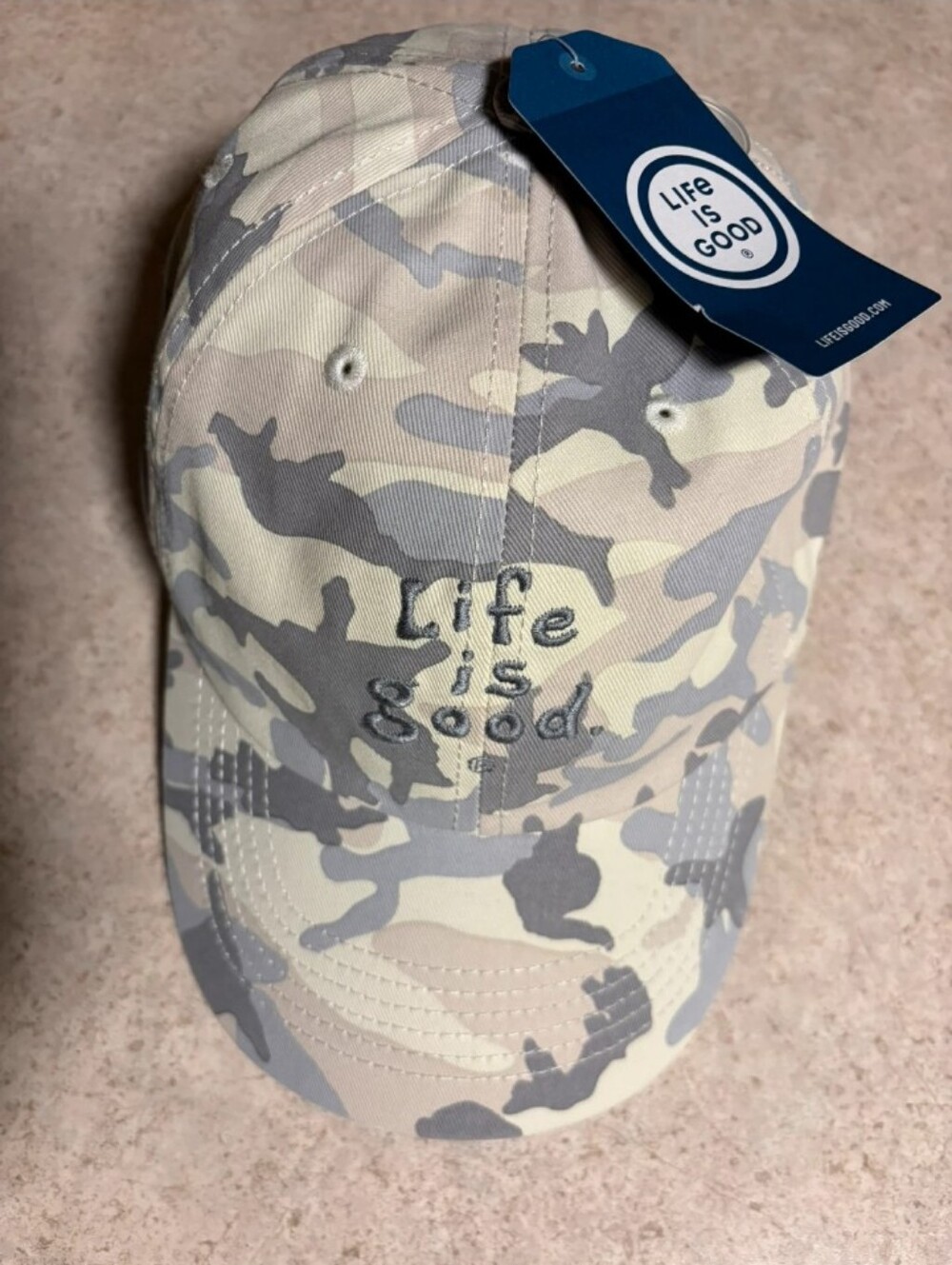 Life Is Good Camo Baseball Cap - Gray & Cream